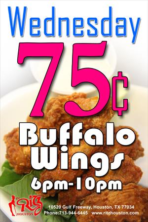 wednesday $.75 Cents Buffalo Wings